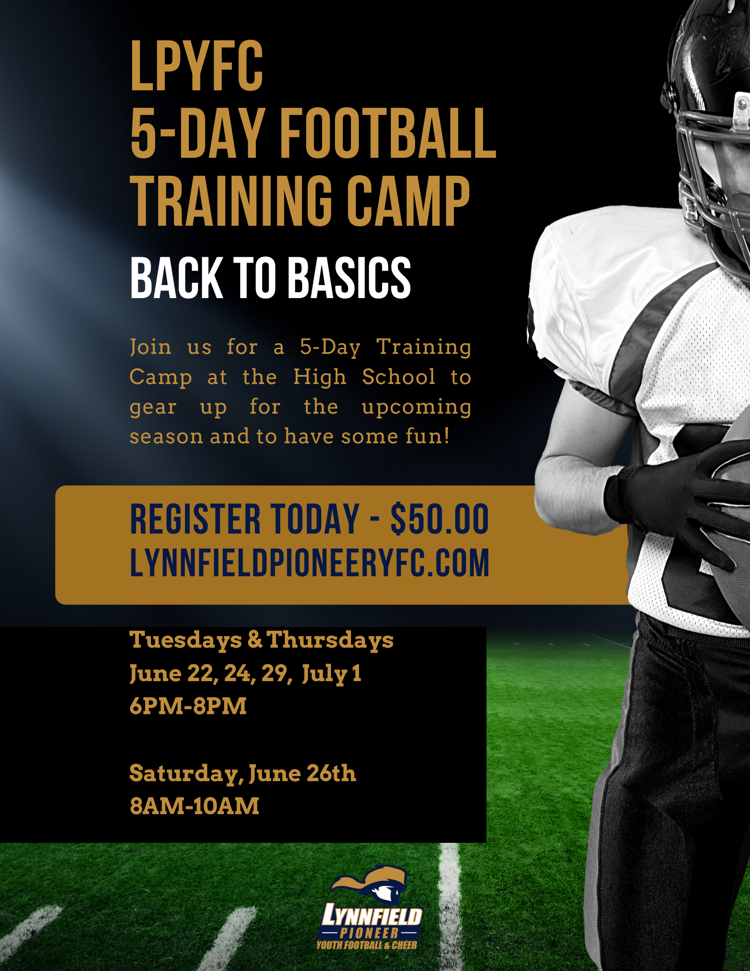 5 Day Football Training Camp Lynnfield Pioneer Youth Football Cheer 5 Day Football Training Camp Lynnfield Pioneer Youth Football Cheer